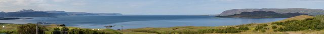 Víðmynd yfir allan Breiðafjörð frá hlíðum Kletts